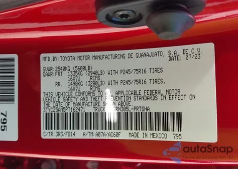 2023 Toyota Tacoma Sr V6 from USA, damaged, VIN 3TYCZ5AN5PT162471